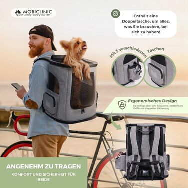 Рюкзак для котів та собак Mobiclinic® Pets Thor, сучасний, складний, з сітчастими вікнами, аксесуарами, подвійними ручками, регульований, 30x25x40 см