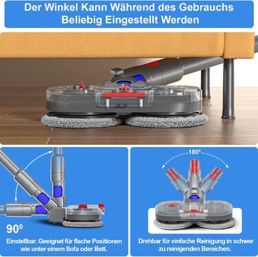 Насадка для пилососа Dyson V7/V8/V10/V11/V15 ZOBMIO з баком для води та миючими мітпами