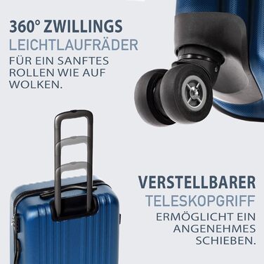 Набір валіз FERGÉ Toulouse 3 шт. з жорстким корпусом: S, M, L - ручна поклажа 55 см, L, XL - 100% ABS, Royal Blue