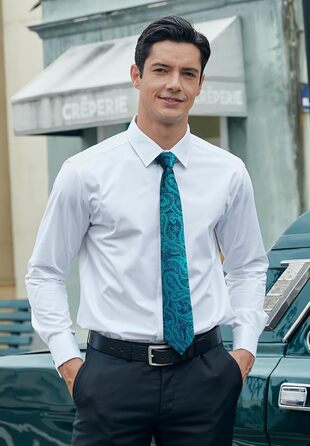 HISDERN Комплект краватки та нагрудного хустинки з квітковим візерунком павазьо, зелений (аква/бірюзовий)