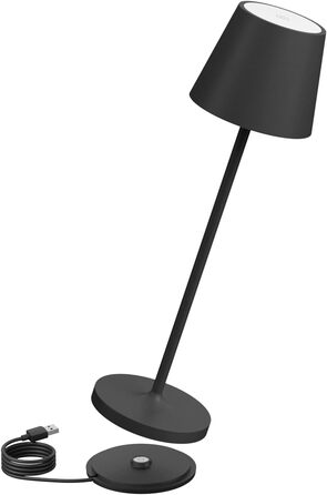 LED настільна лампа K-Bright з регулюванням яскравості, акумуляторна, для дому та вулиці, IP54, чорна