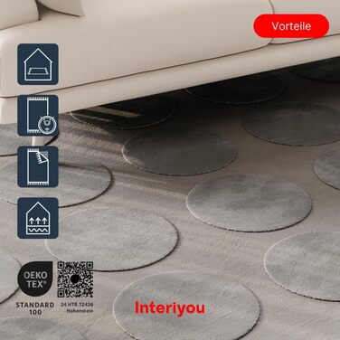 Килимок Interiyou для вітальні Cannes, 120x170 см, кремовий. Підходить для спальні, їдальні, дитячої кімнати. Килимок з коротким ворсом, скандинавський бохо-дизайн, ефект висоти-глибини, геометричний малюнок. Розмір 160 x 230 см, сірий колір (прямокутний)