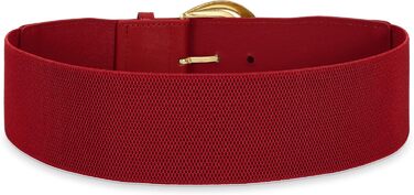 Жіночий широкий пояс-кулісок WHIPPY, еластичний, з золотистою пряжкою, 110 см, розмір талії 94-114 см (Червоний(золото))