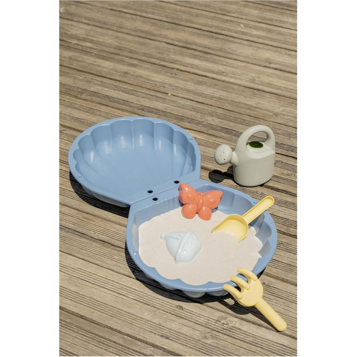 Smoby Life 850210 Mini Sandpit with Double Filling – Watering Can – Shovel + Rake – Play Beach – Recycled Plastic – from 18 Months