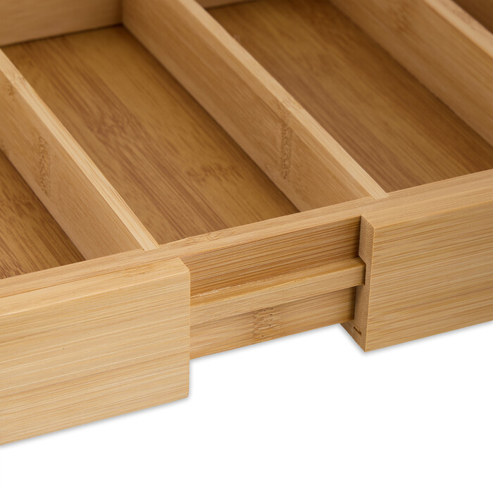 Relaxdays Bamboo Cutlery Box, Extendable M