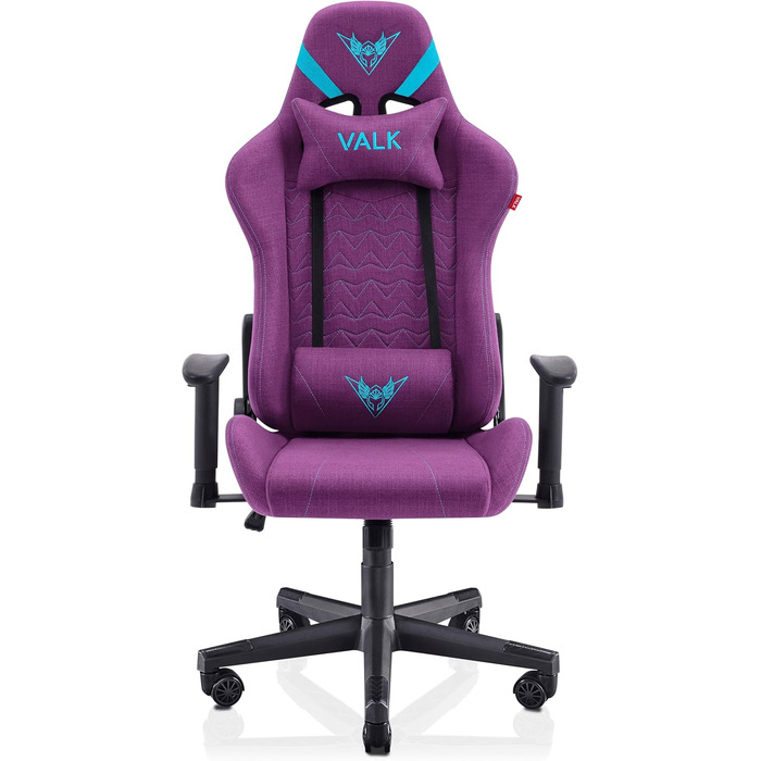 Ігрове крісло VALK Nyx з дихаючої тканини, 2D-підлокітники, ергономічне, нахил 160°, фіолетове для геймерів і офісу