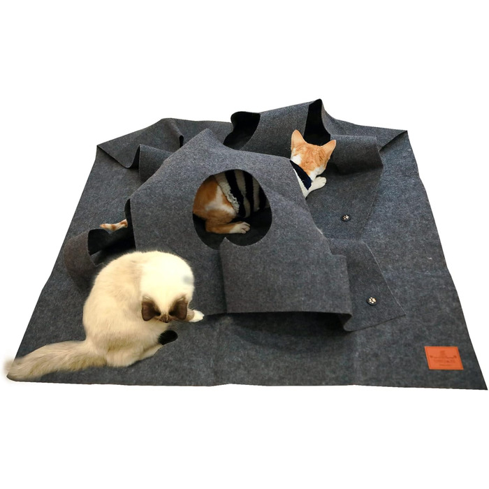 Cat Carpet, Interactive Activity Cat Play Mat, Cat Activity Play Mat for Intelligence Toys with Your Cat 100x100CM 1PCS (Gray)