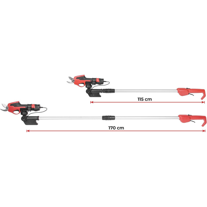 STREND PRO Battery-Powered Electric Pruning Shears Telescopic | for easy garden and tree pruning | max. 22mm, 170cm long telescopic handle geared pruning shears | 1 x 7.2V battery included | cordless shears, tree shears