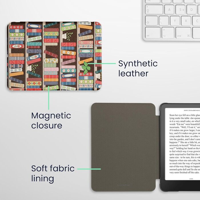 Чохол-книжка kwmobile для Amazon Kindle Paperwhite (2024)/Colorsoft з квітковим дизайном, магнітним закриттям - захисний чохол для електронного читача, синьо-червоно-білий