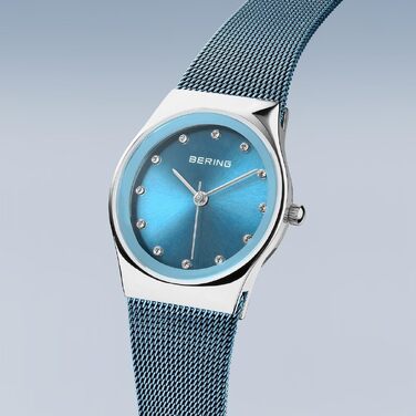 Жіночий кварцовий годинник Bering 12927 Elegant: сталевий корпус 27 мм, міланський ремінець, сапфірове скло, водонепроникність 3 ATM