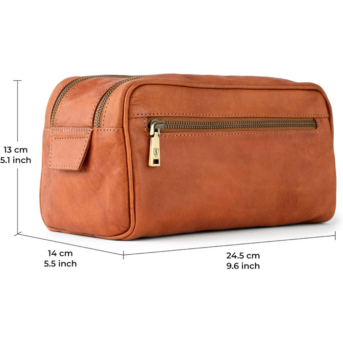 Шкіряна косметичка для подорожей Berliner Bags Vintage Kulturbeutel Tim XL, унісекс несесер для аксесуарів та гігієни, коричневий