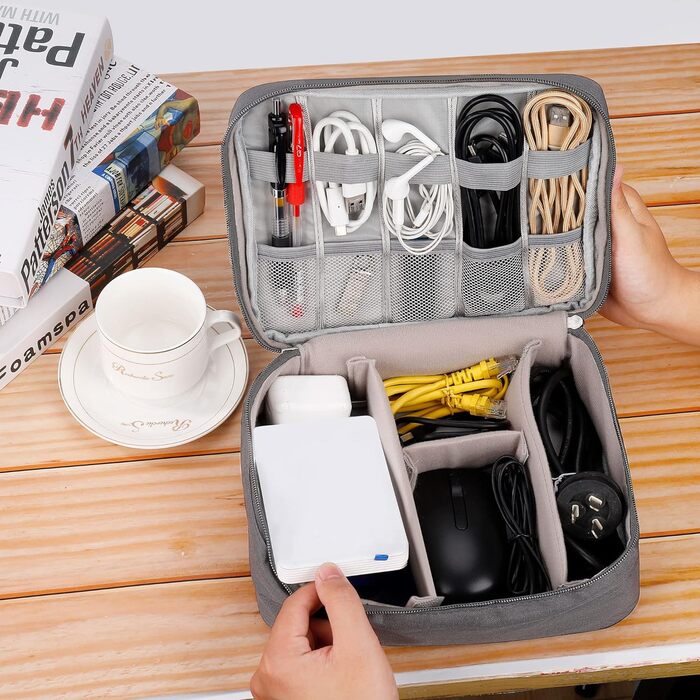 Водонепроникна сумка-органайзер QIMEI-SHOP для кабелів та аксесуарів: SD-картки, флешки, Power Bank (сіра)
