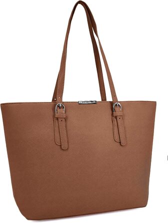 Сумка жіноча David Jones Shopper - велика сумка-шопер з екошкіри для офісу, університету, покупок, подорожей. Cognac Braun