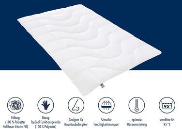 Irisette Lotte All-Season Blanket – Made in Germany - Quilted Comforter with Top Cool Fabric, washable at 95 degrees, includes storage bag, 155 x 220 cm, white, Öko-Tex Certified 155 x 220 cm Mono - All-Season Blanket