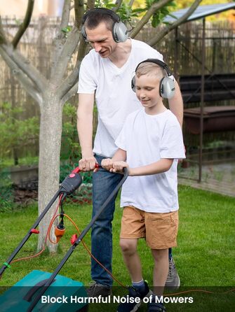 Захисні навушники Dr.meter SNR 31dB, наголов'я, регульовані, комфортні для дорослих, складаються, шумоізоляція для будівництва, саду (сірі)