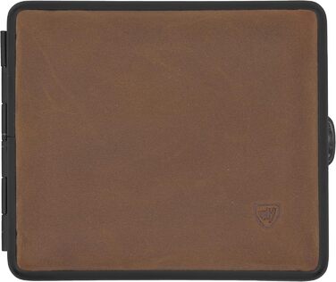 V.H. 1912 VOM HOFE MANUFACTORY Cigarette Case Genuine Leather, Handmade in Germany, Dark Brown, 85mm - Case, Cigarette Box