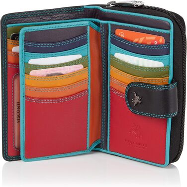 VISCONTI® Leather Wallet for Women RFID Protection Wallet for Women Bifold Wallet Multicolor Wallet in Gift Box (Burgundy)