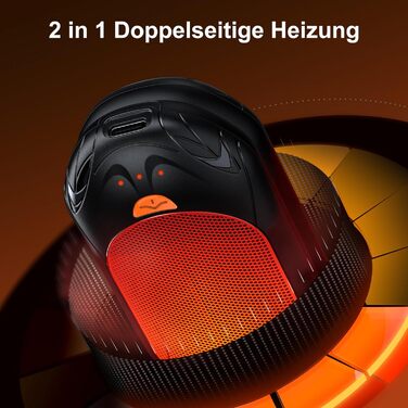 Електричний грілка для рук 2-в-1 OUTJUT 6000mAh, USB, акумулятор, 20 годин роботи, 3 режими нагріву, швидкий нагрів, для спорту на відкритому повітрі взимку, подарунок на Різдво, чорний