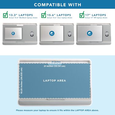 LAPGEAR Підставка для ноутбука з шкіри з регульованими ніжками, підставкою для зап'ястя, слотом для медіа та інтегрованим місцем для зберігання, для ноутбуків до 43,2 см (17 дюймів), сірий колір