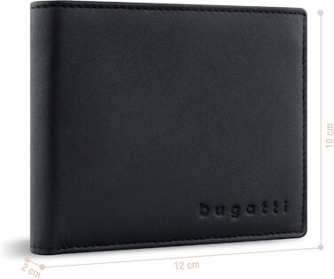 Bugatti Lima Wallet for Men, Genuine Leather, Black Crossbody Wallet