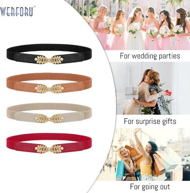 Жіночий еластичний пояс WERFORU Vintage Широкий пояс для суконь та одягу. Кольори: чорний, білий, коричневий, бежевий. Розмір: 67-79 см