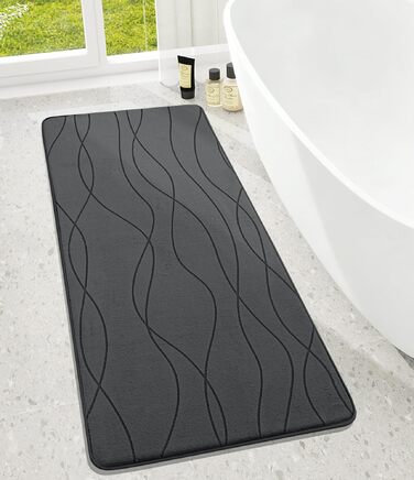 Килимок для ванної кімнати chakme з ефектом пам'яті (Memory Foam), протиковзкий та вологопоглинаючий, 60x150 см, темно-сірий