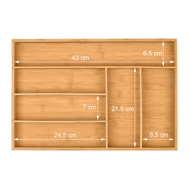 Relaxdays Bamboo Cutlery Box with 6 Compartments