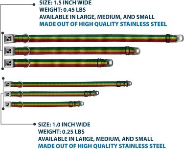 Нашийник для собак Buckle-Down Seatbelt Buckle - Houndstooth Black/Rasta, 1' шириною, розмір L (15-26 дюймів)