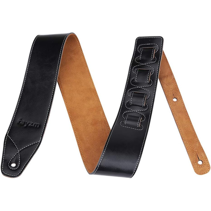 Гітарний ремінь Rayzm з натуральної шкіри та замші, 6,5 см, регульована довжина 108-140 см (Акустика, Електрогітара, Бас)