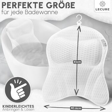 Подушка для ванни з губкою [в комплекті] - Дихаюча подушка для ванни для шиї та спини з ергономічною формою - Якісна подушка для розслаблення