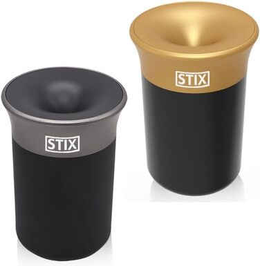 STIX-Becher Auto Aschenbecher (2-piece SET) compatible with IQOS Iluma Prime One Terea, Duo 3 Heets, GLO Neo Tobacco Sticks - gold + grey