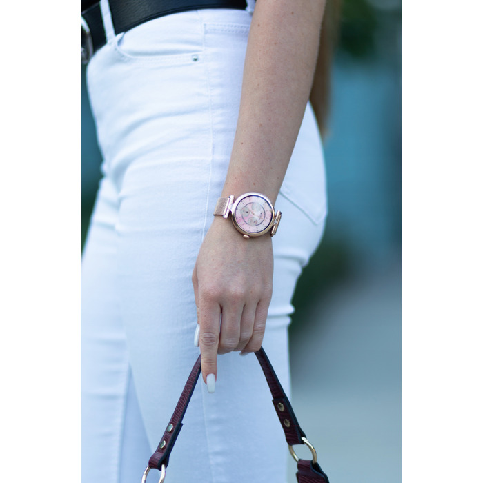 Смарт-годинник Emavo для жінок, AMOLED-дисплей, золотий колір (5 ремінців у комплекті)