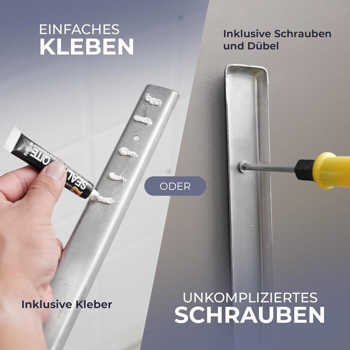 Тримач для рушників без свердління для ванної кімнати | Без бактерій | Прихований кріплення | Тримач для рушників з гачками - нержавіюча сталь SUS 304, антикорозійна, полірована