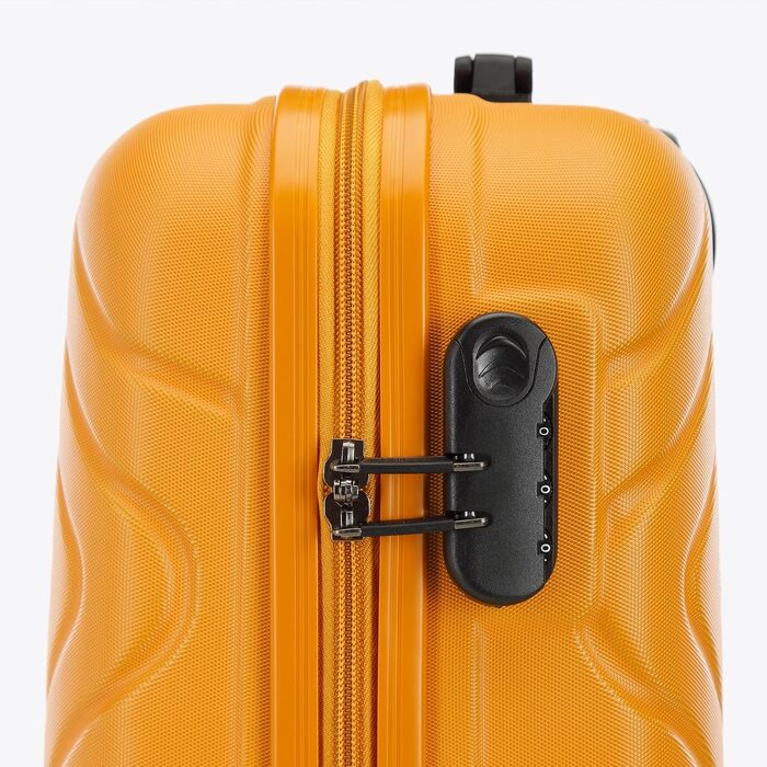 Набір валіз WITTCHEN Cube Line (S+M+L) з ABS, геометричним тисненням, 4 колесами, телескопічною ручкою та комбінаційним замком (Оранжевий, ручна поклажа)