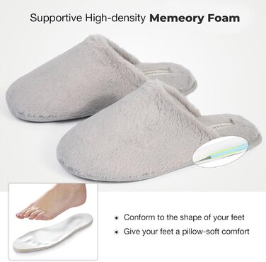 Жіночі плюшеві халапи від Snug Leaves з штучним хутром та Memory Foam, 38/39 EU, сірі
