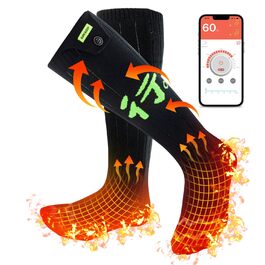 Електричні гріючі шкарпетки для жінок та чоловіків, з 4 режимами температури, керування через додаток, підігріваючі шкарпетки для активного відпочинку (піші прогулянки, катання на лижах, кемпінг, рибалка)