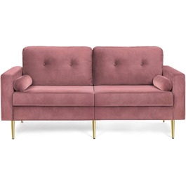 VASAGLE 3-Seater Velvet Sofa - Pink Rosa