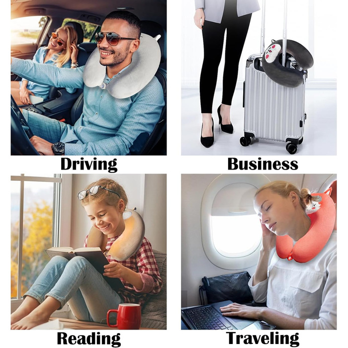 Дитяча подушка для подорожей з маскою для сну, м'яка подушка для шиї з memory foam, рожева, єдиноріг