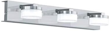 EGLO LED Wall Lamp Romendo 1, 3-Flame Wall Light Bathroom Dimmable, Bathroom Lamp made of Metal in Chrome and Satin-Finish Plastic, LED Damp-Proof Light Warm White, IP44