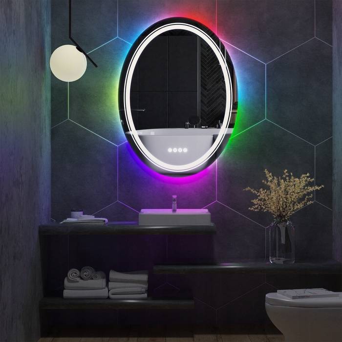 LED-дзеркало у ванну кімнату з RGB-підсвіткою, 60x80 см