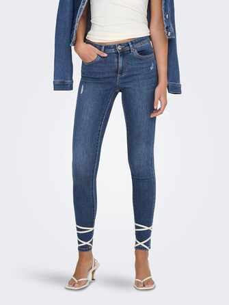 Джинси скінні жіночі ONLY WAUW середньої посадки, середній блакитний денім, розмір M/30L