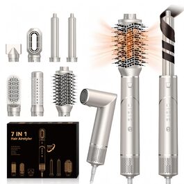 UKLISS 7-в-1 Pro Airstyler: Іонізатор, Фен, Локони, Випрямляч, 1200W, Золотий