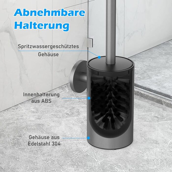 Набір для чищення унітазу з нержавіючої сталі 304, комплект з 2 насадками (круглі сірі)