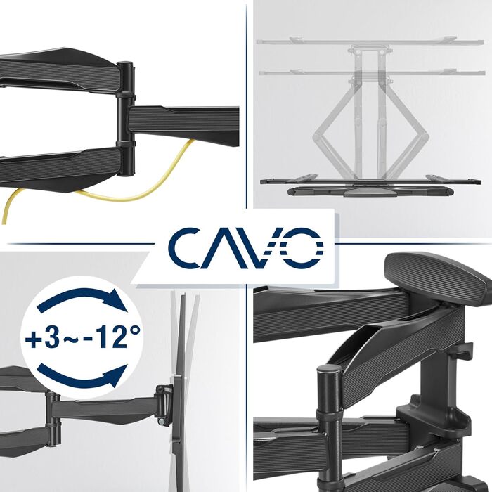Настінне кріплення для телевізора CAVO Motion 32-80 дюймів, до 45 кг, VESA 400x400, поворотне, нахильне, універсальне для LED/LCD/OLED