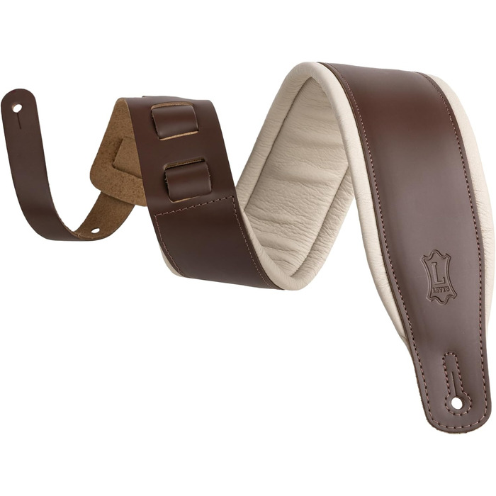 Гітарний ремінь Levy's Leathers Amped Series з натуральної шкіри (Колір: Коричневий / Кремовий)