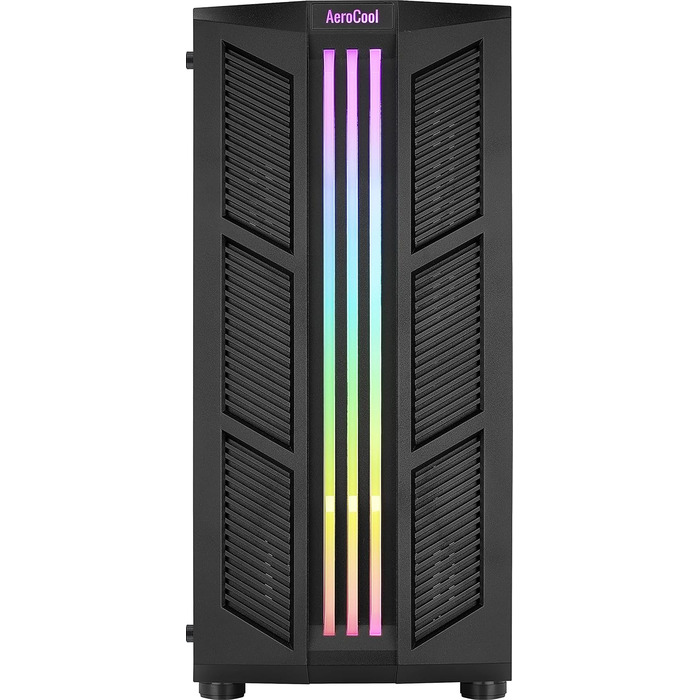 Корпус ПК Aerocool PRIME ATX з RGB підсвічуванням, загартоване скло, 12 см вентилятор, чорний