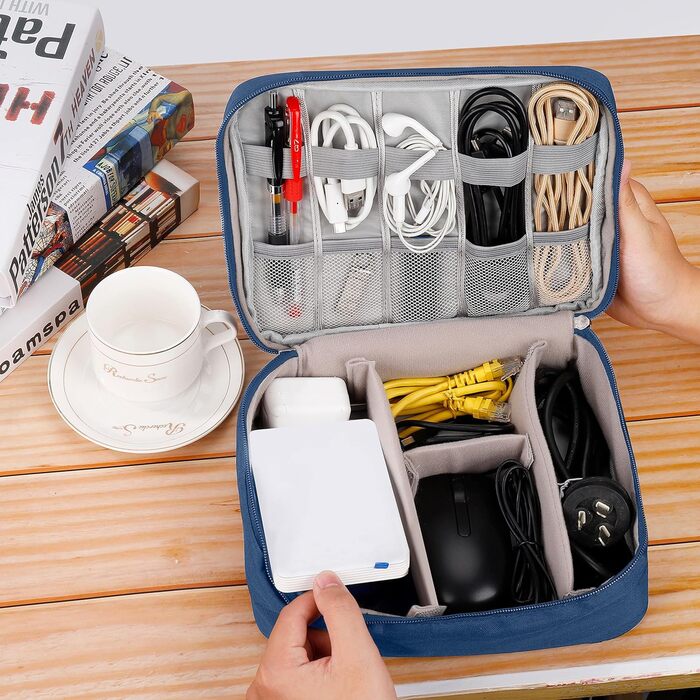Водонепроникна сумка-органайзер для кабелів та аксесуарів Elekronik, темно-синій