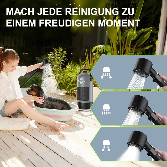 Сонячний душ для кемпінгу на 20 літрів з насосом, сумка та душ для відпочинку, подорожей та туризму (сірий)