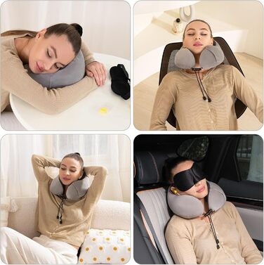 Подушка для шиї Good Nite для подорожей (літак, авто) - ергономічна, м'яка, сіра, для дорослих
