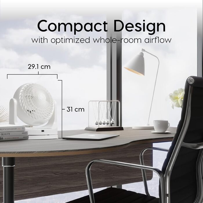 Вентилятор Iris Ohyama Woozoo, 33 м², 3 швидкості, осциляція, тихий, настільний, портативний, білий, з пультом керування